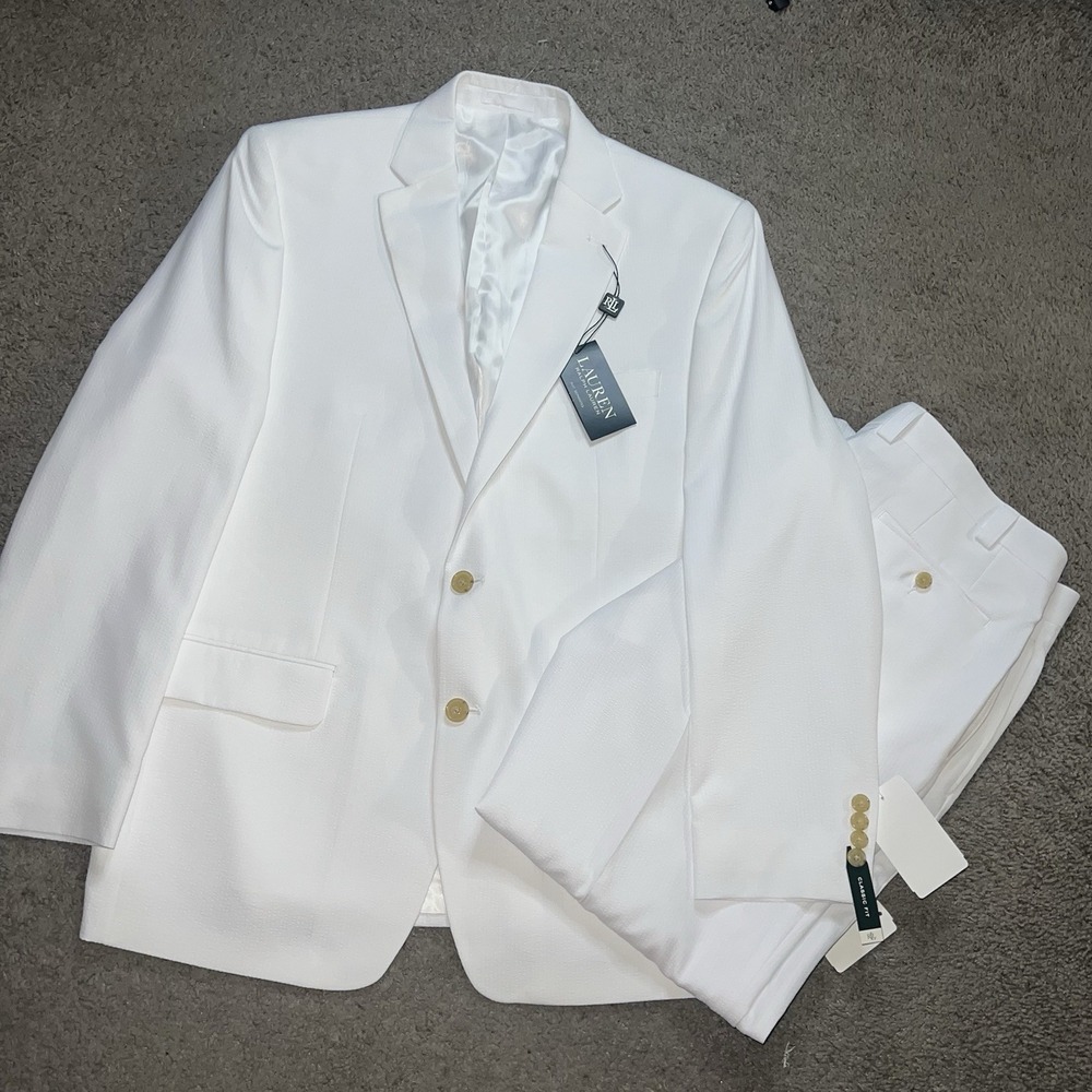 NWT Lauren Ralph Lauren Men Leland Pant Suit Blazer Set 44R (38x30) White